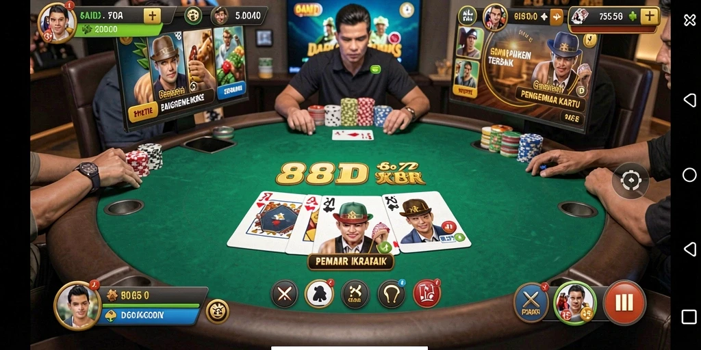 Gameplay Poker di 88ID yang menegangkan dan seru.