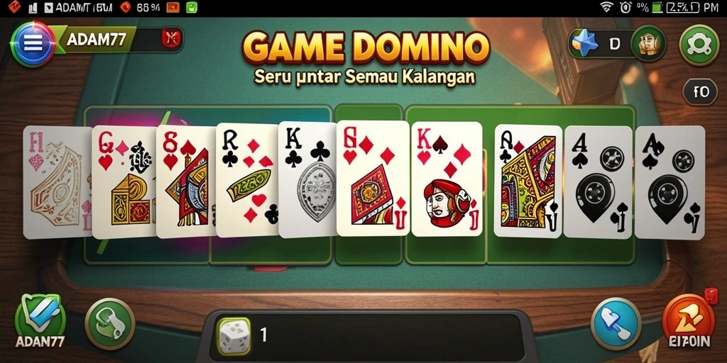 Tampilan gameplay ADAM77 yang menarik dengan pemain Domino bersaing.