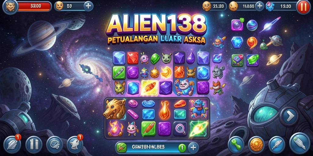 Tangkapan layar gameplay menunjukkan keseruan mencocokkan objek di luar angkasa.