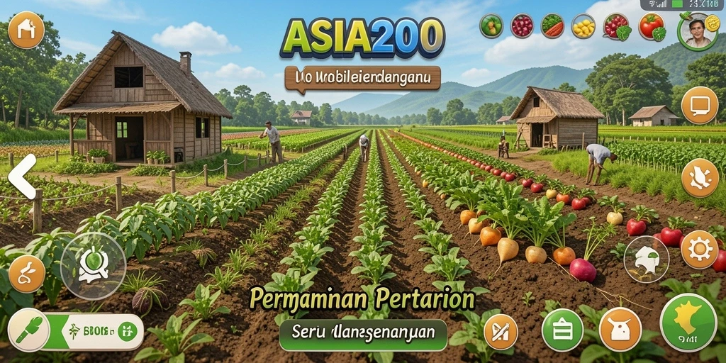 Screenshot menampilkan gameplay menarik ASIA200 dengan pemandangan ladang yang indah.