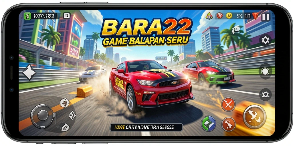 Tampilkan gameplay menarik dari BARA22 yang penuh aksi balapan.
