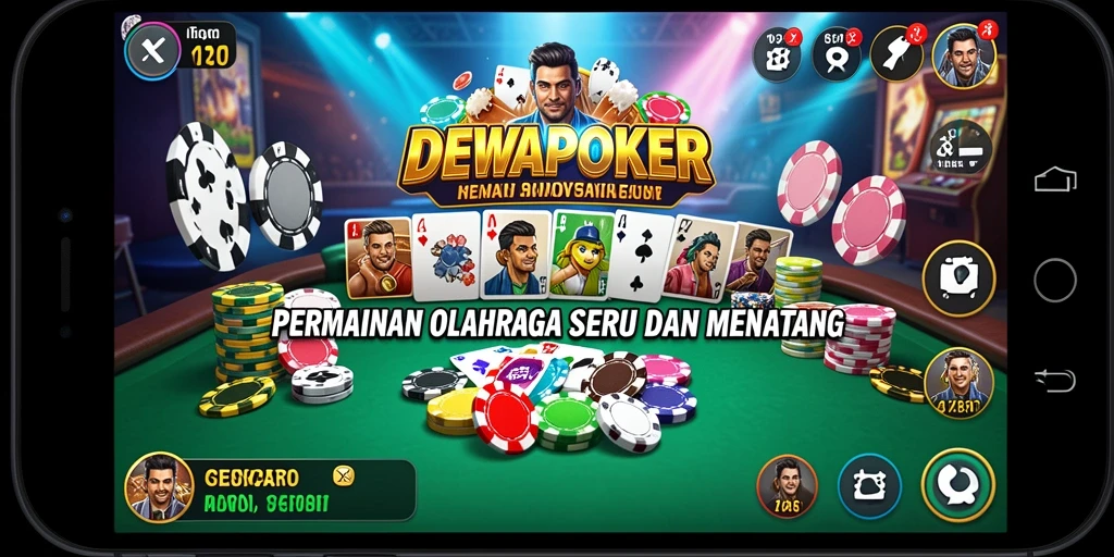 Screenshot permainan DEWAPOKER menampilkan momen seru saat pertandingan olahraga.