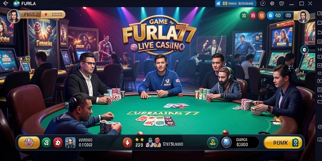 Screenshot gameplay FURLA77 menunjukkan suasana kasino yang mendebarkan.