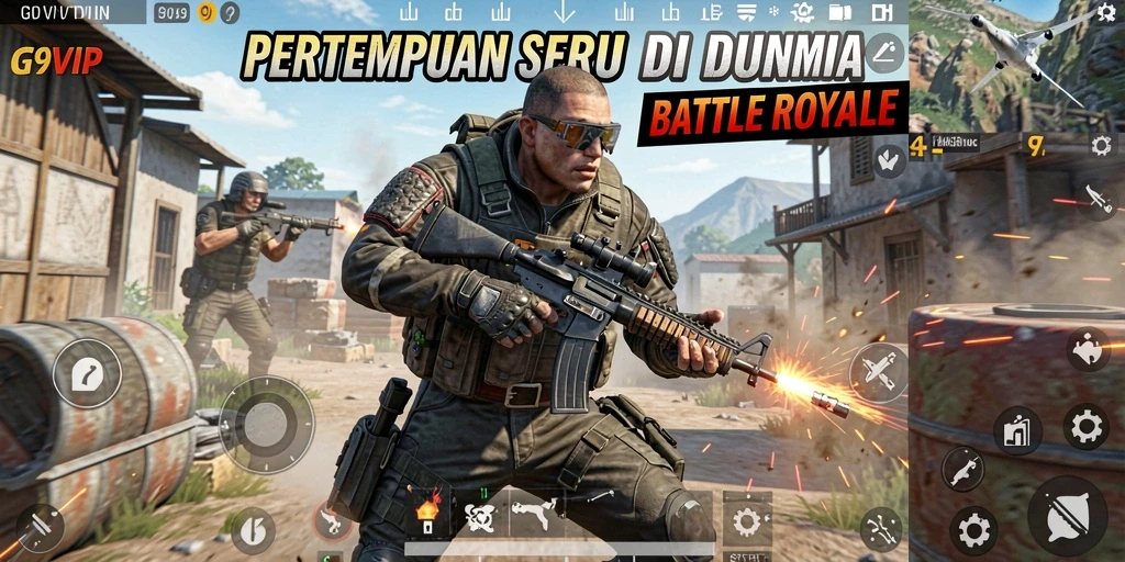 Screenshot gameplay menampilkan pertarungan seru dalam G9VIP Battle Royale.