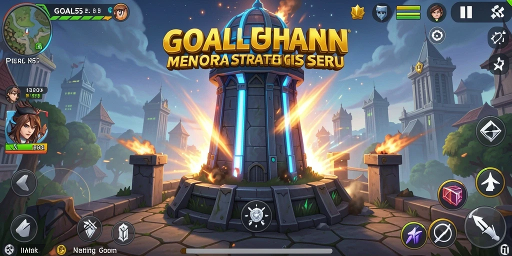Tampilan gameplay seru dan strategi pertahanan menara.