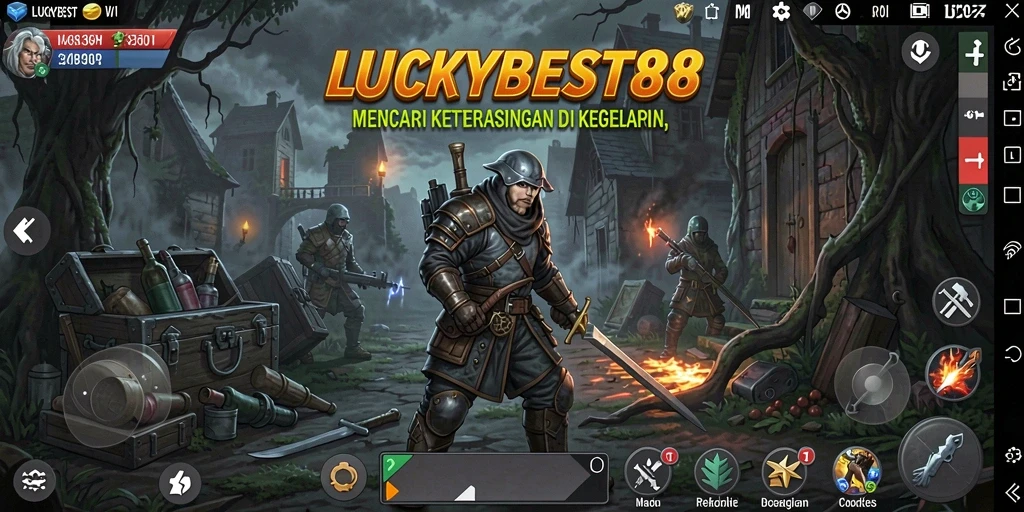 Screeshot gameplay LUCKYBEST88 yang menampilkan suasana horor yang mencekam.