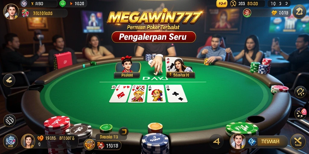 Gameplay menarik MEGAWIN777 dengan suasana Poker yang seru.