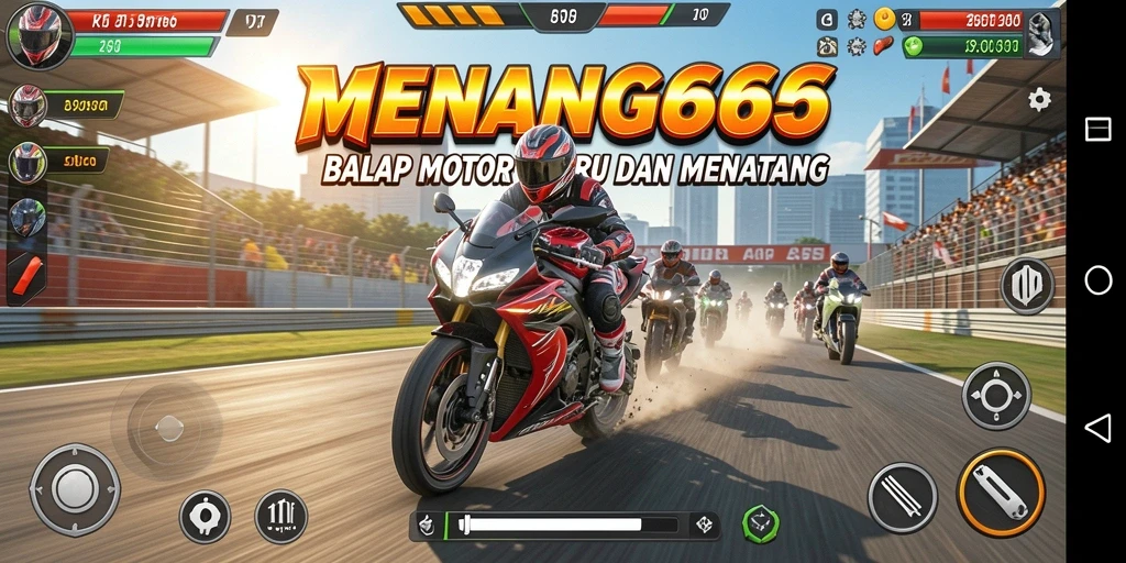 Tampilan gameplay seru dalam balapan motor di MENANG666.