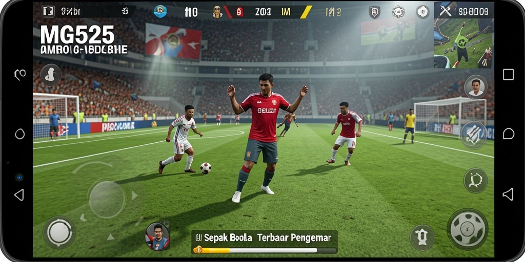 Screenshot MG525 menunjukkan aksi luar biasa dalam gameplay sepak bola.
