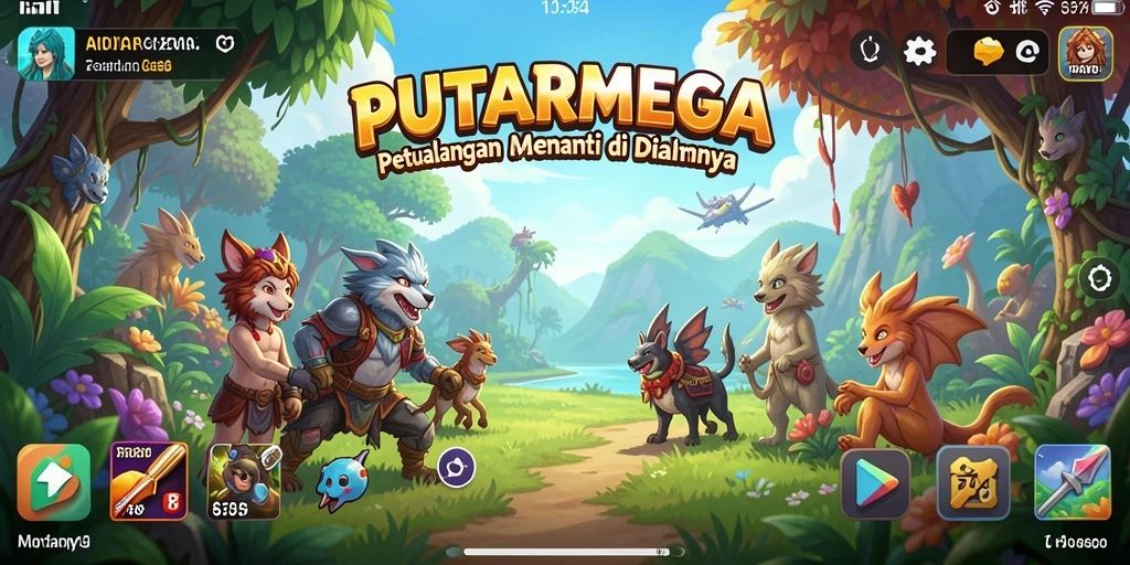 Tampilan gameplay seru di PUTARMEGA dengan petualangan yang menantang.