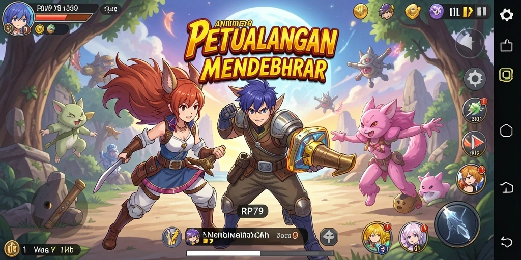 Tampilan menawan dari gameplay RP79 yang penuh aksi dan karakter anime.
