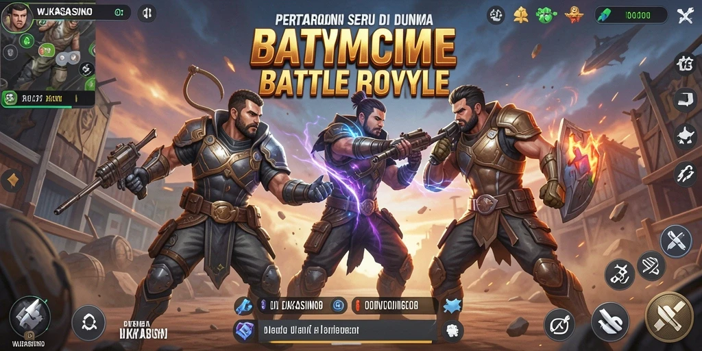 Screenshot WJKASINO menampilkan aksi pertempuran epik di dalam arena Battle Royale.